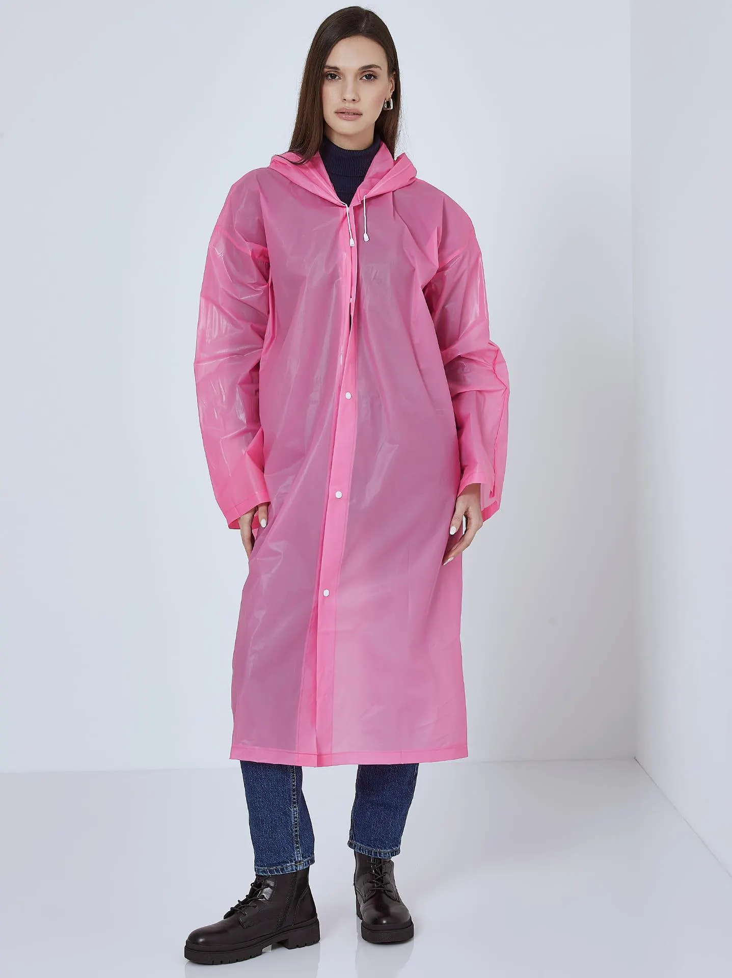 Αδιάβροχο με κουκούλα unisex σε φούξια