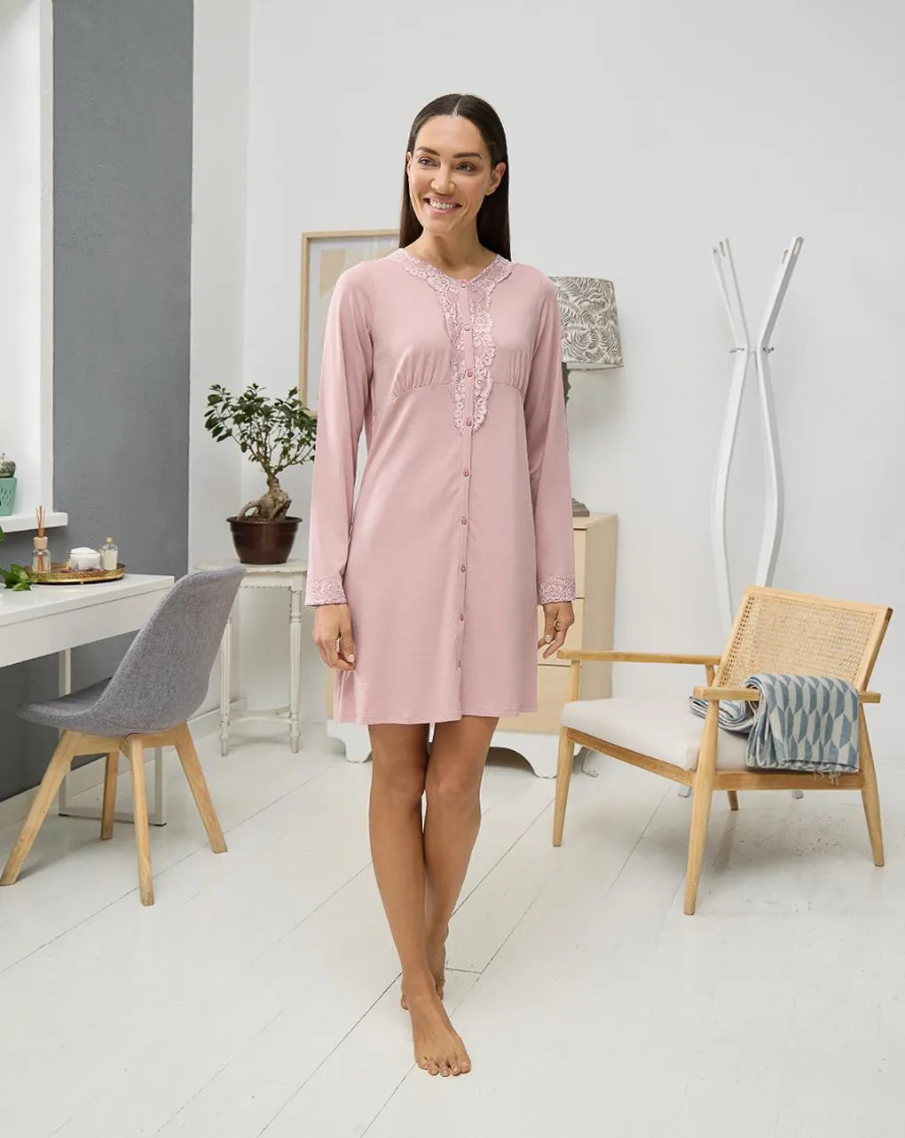 Γυναικείο νυχτικό τοκετού dusty pink