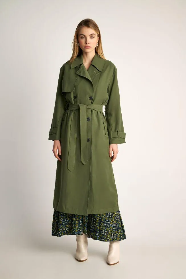 Καμπαρντίνα με δετή ζώνη - Khaki