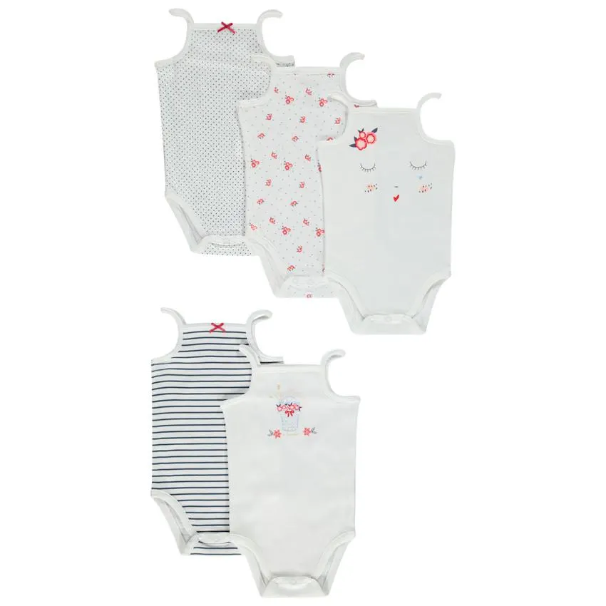 Σετ από 5 bodies βαμβακερό με ιμάντες για bebe κορίτσι