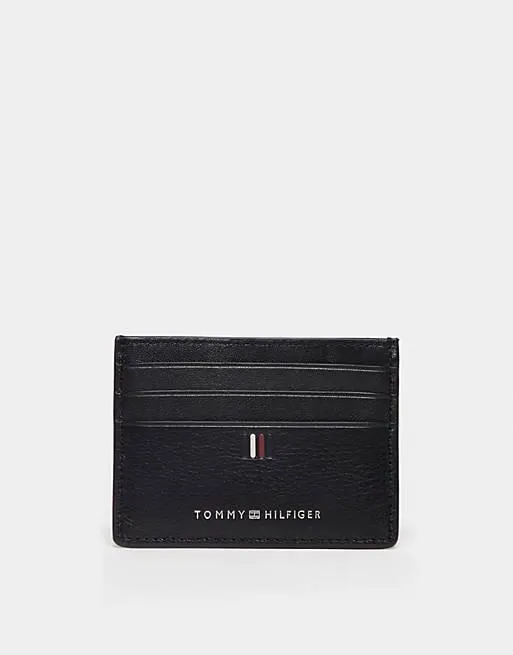 Tommy Hilfiger central logo card holder in black