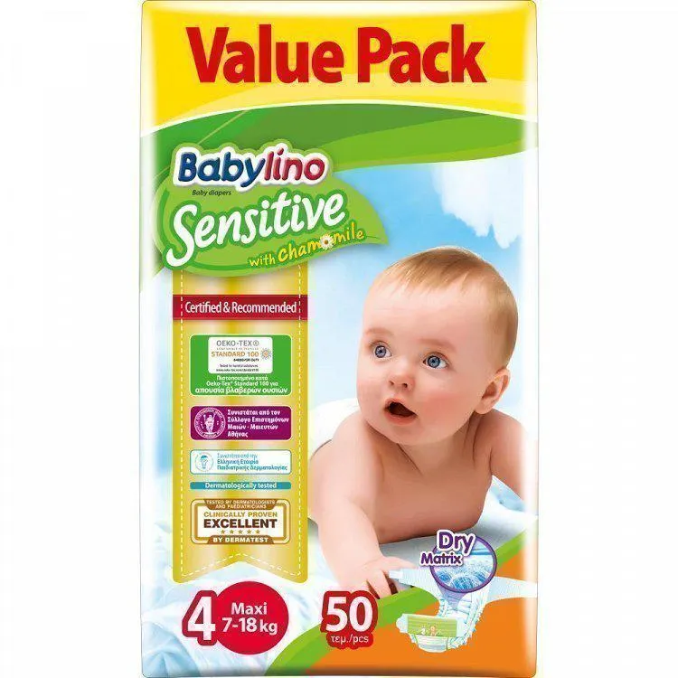 Babylino Sensitive Πάνες 50τεμ Νο4 Οικονομική Συσκευασία (8-13Kg)