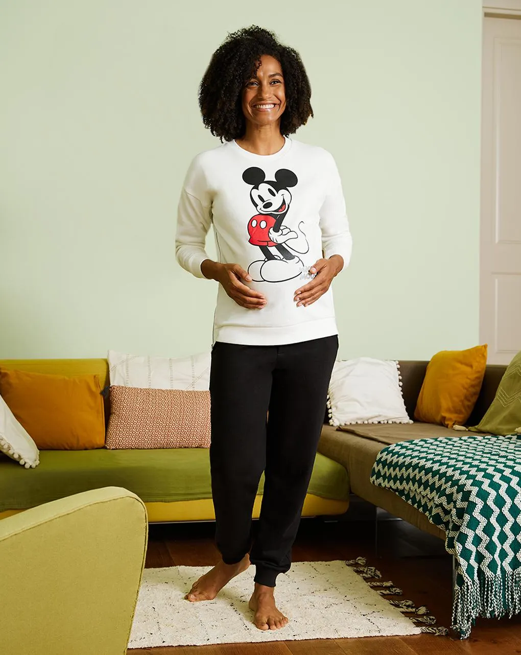 Γυναικεία μπλούζα φούτερ εγκυμοσύνης/θηλασμού λευκή με το mickey