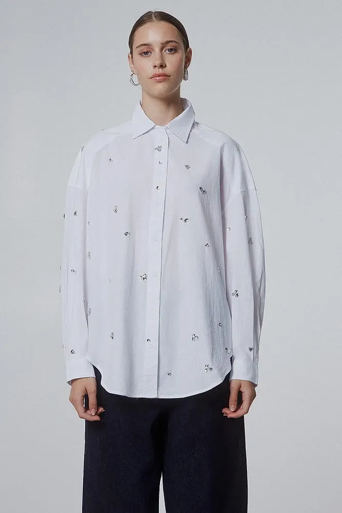 Shirt with rhinestones