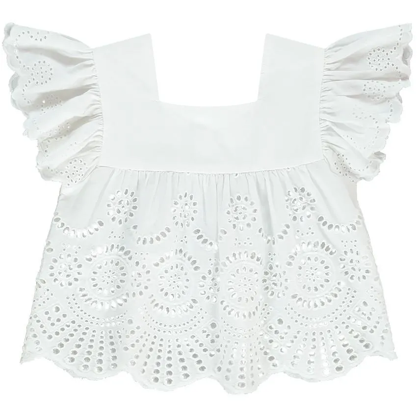 Κορυφαίο δικαστήριο με τούλι βαμβακερό και δαντέλα για κορίτσι