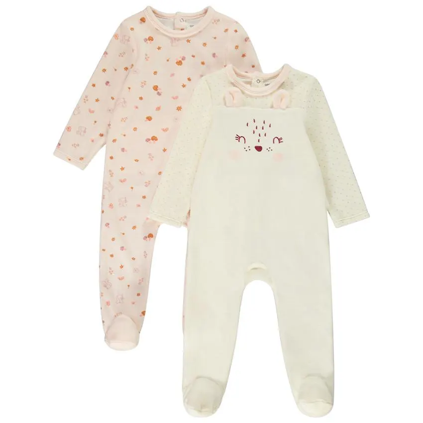 Lot de 2 dors-bien en velours motif biche pour bébé fille