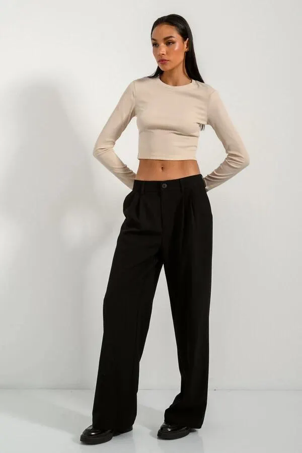 Wide leg παντελόνα με πιέτες