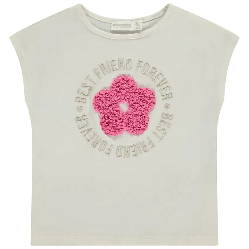 T-shirt κοντομάνικο με 3D λουλούδι με πέταλα για κορίτσι