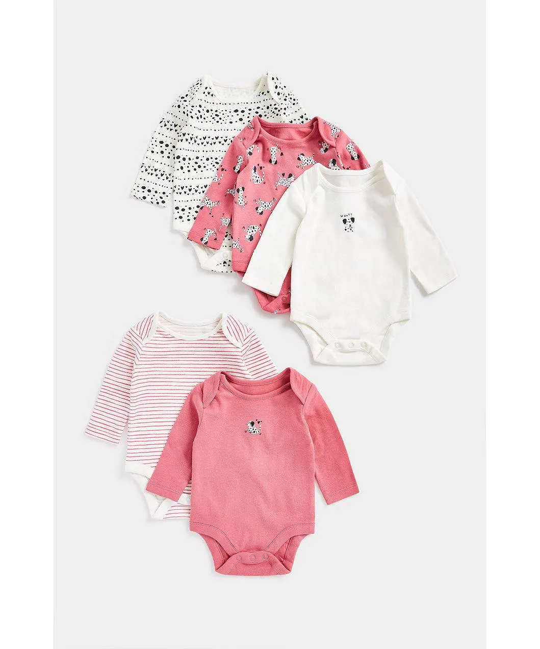 μακρυμάνικα κορμάκια με σκυλάκια - σετ των 5