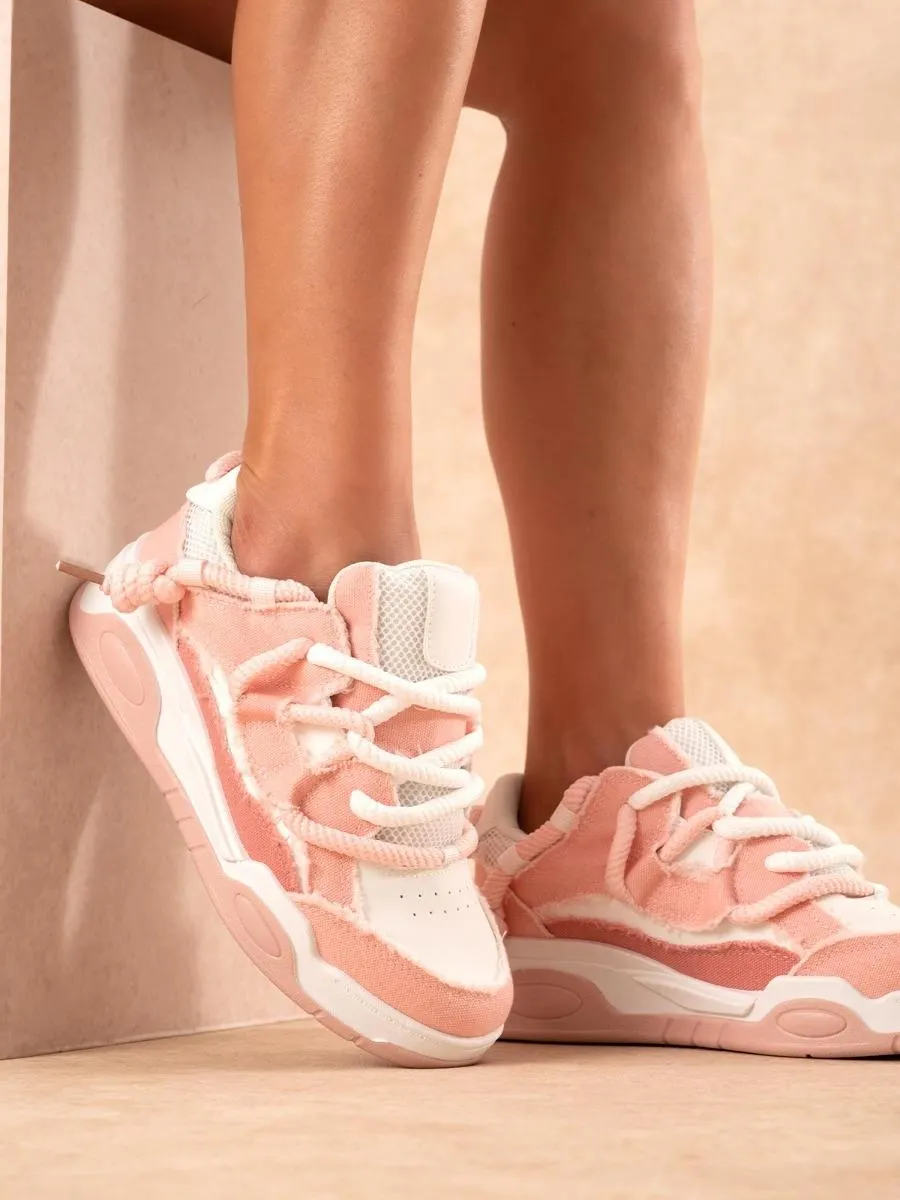 Sneakers με διπλά κορδόνια & λεπτομέρειες υφασμάτινες