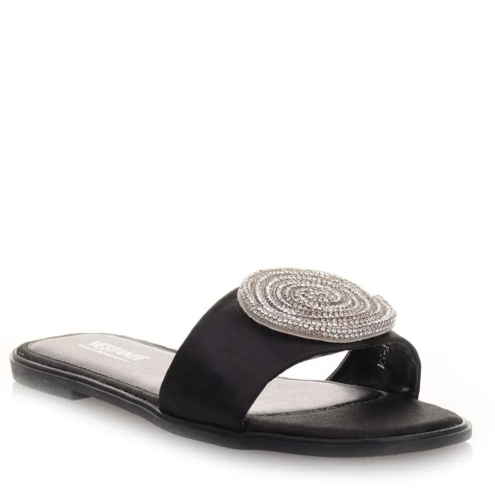 Μαύρα Σανδάλια Σατέν Famous