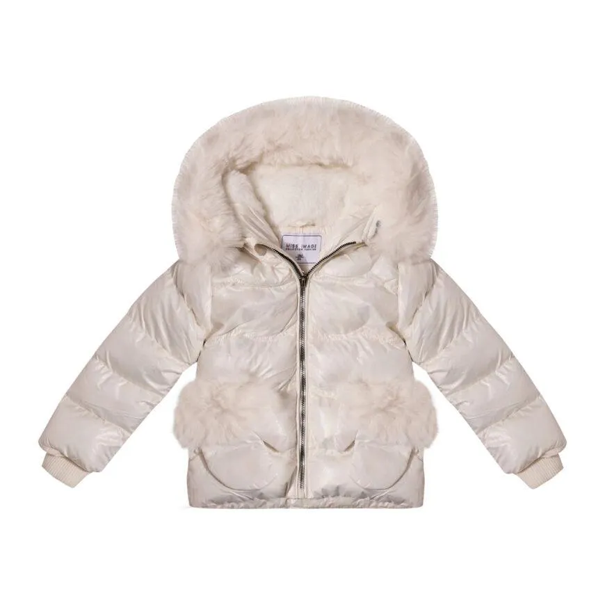 Μπεμπέ μπουφάν για κορίτσι σε χρώμα εκρού χειμερινό -32.J0926E
