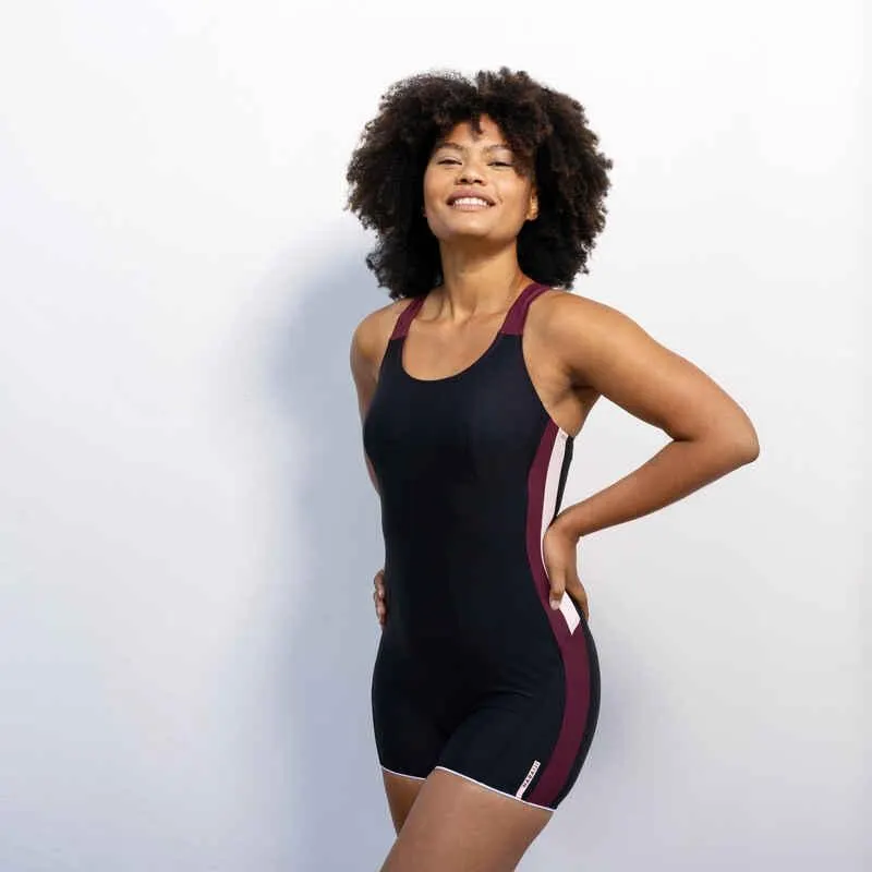 Women's 1-piece Aquafit shorty swimsuit Sofi - Black Pink