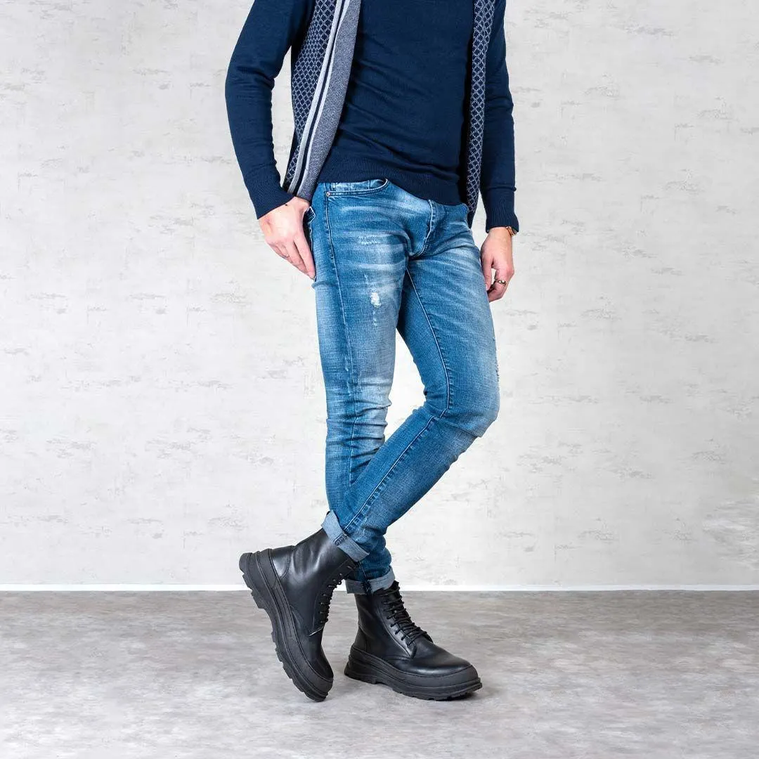 Ανδρικά μποτάκια BOZIKIS Leather με κορδόνια