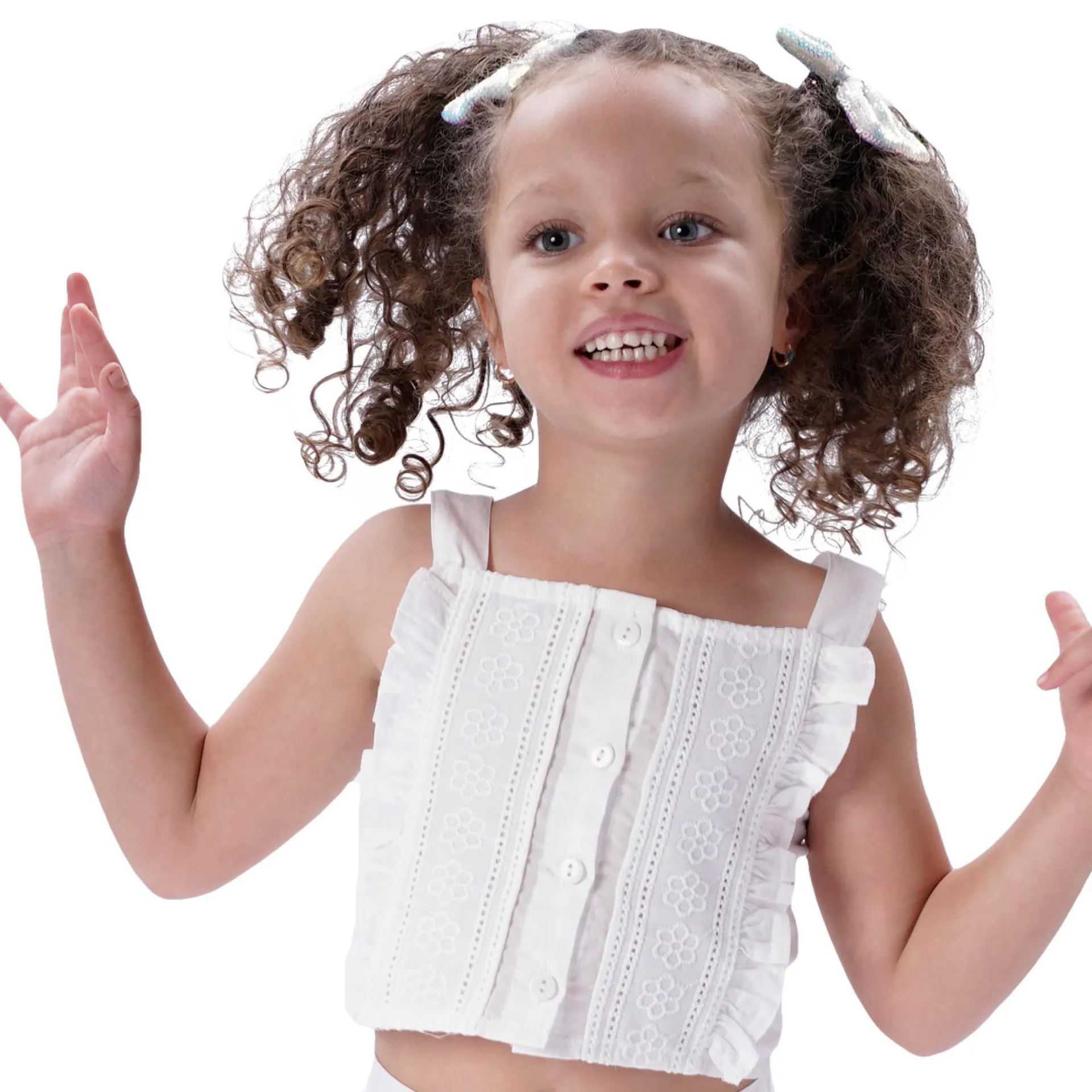 Παιδικό αμάνικο τοπ με κέντημα για κορίτσι | ΛΕΥΚΟ