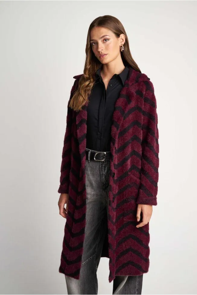 Ζακέτα μακριά με μοτίβα - Bordeaux