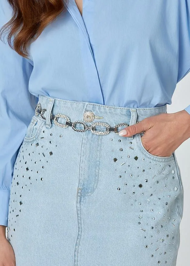 Ζώνη αλυσίδα με στρας και σφυρήλατα στοιχεία