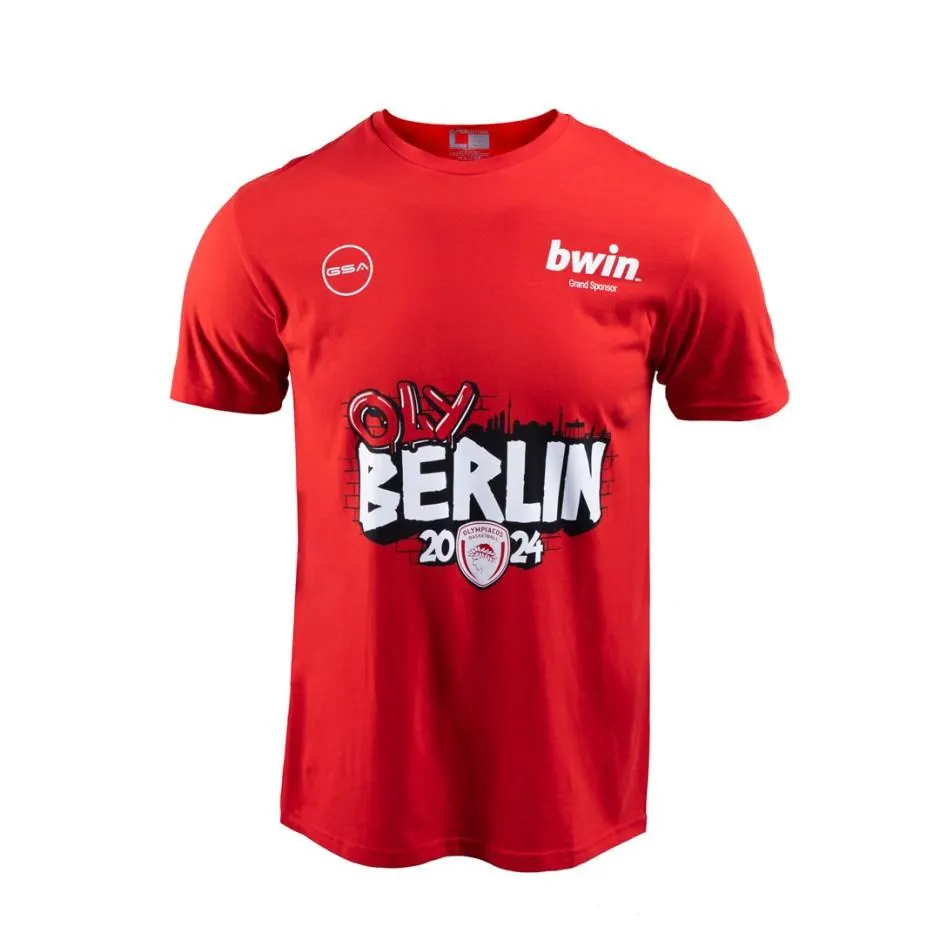 Ανδρική Κοντομάνικη Μπλούζα Κόκκινη - Olympiacos B.C. Final Four Berlin
