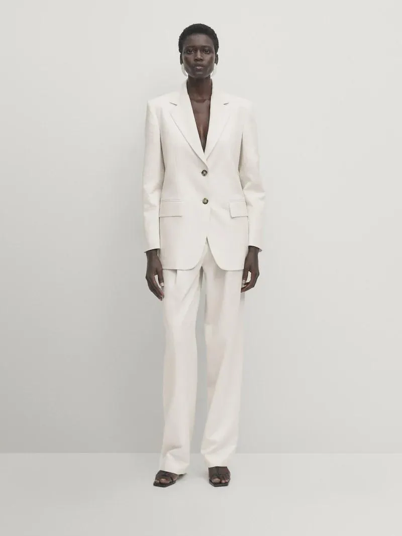 Pantalón pinzas con lino