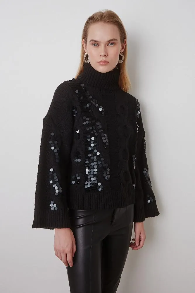 Turtleneck sequin sweater