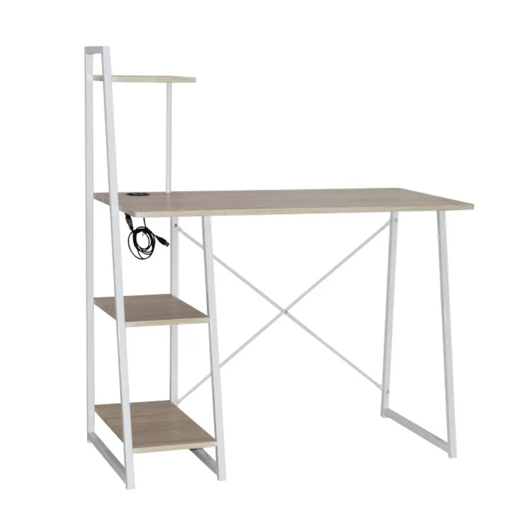 BOSS Γραφείο 105x50x117εκ. Λευκό με USB Μελαμινη