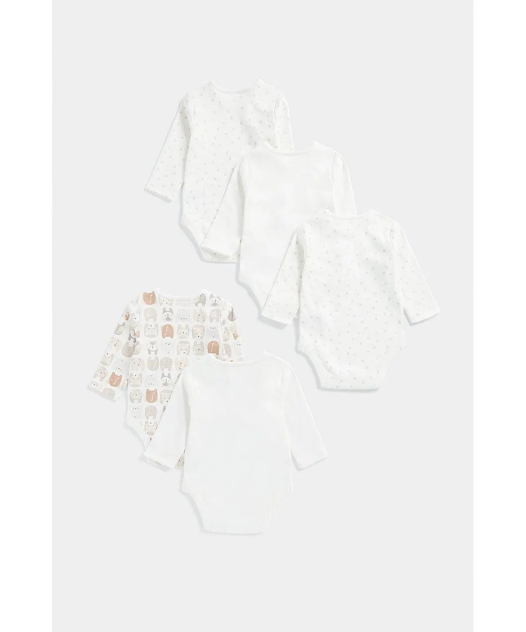 μακρυμάνικα κορμάκια με αρκούδα και αλεπού - σετ των 5