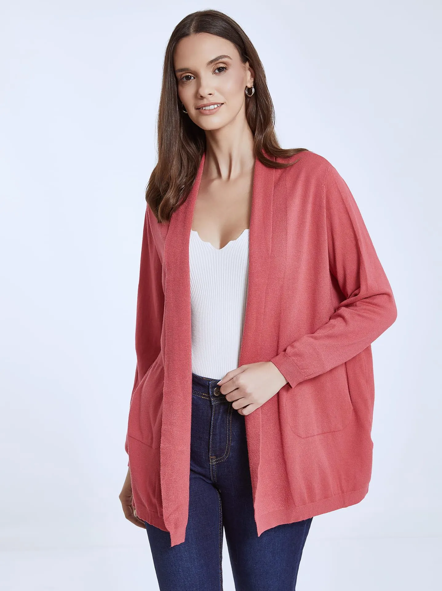 Πλεκτή ζακέτα σε σκούρο ροζ