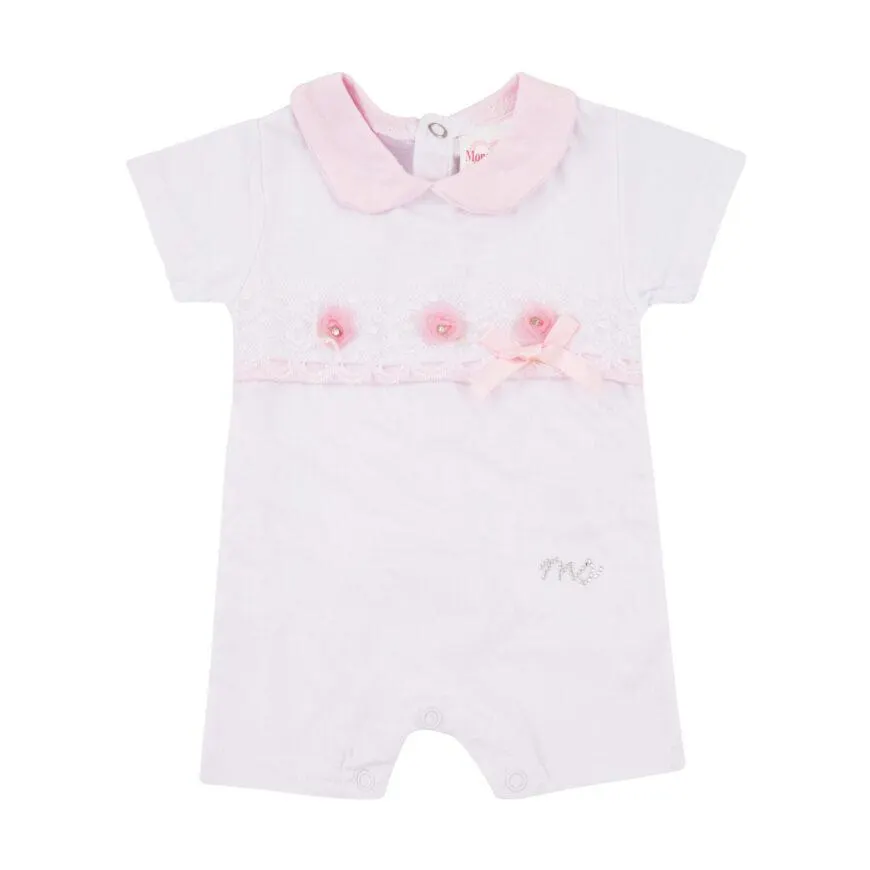 Βρεφικό καλοκαιρινό φορμάκι για κορίτσι σε λευκό χρώμα -XW-9167