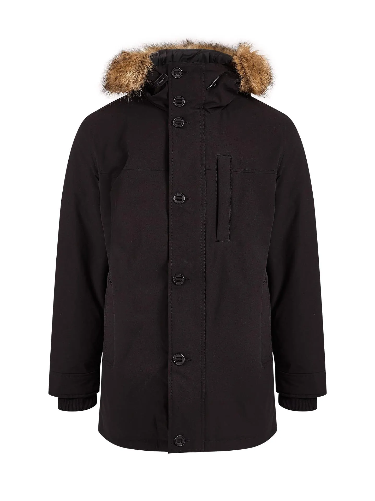 Ανδρικό μπουφάν με κουκούλα σε μαύρο