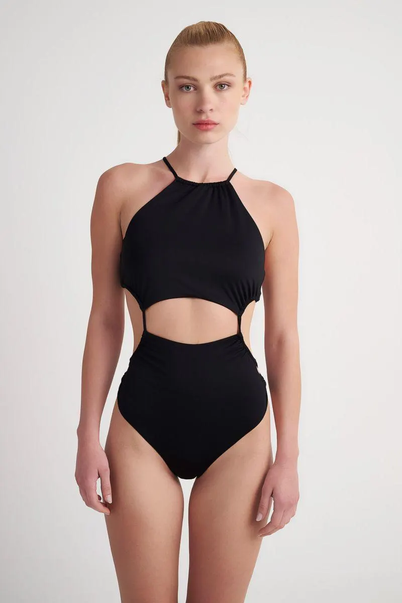 FASHION SOLIDS ONEPIECE SWIMSUIT WITH STRAPPY BACK