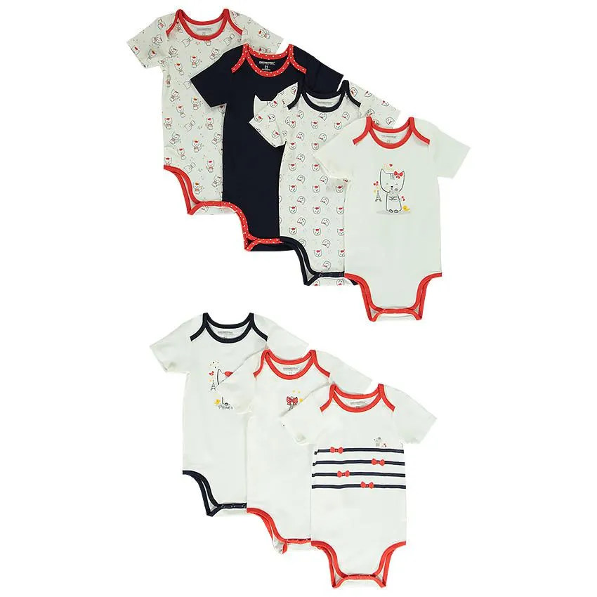 Σετ από 7 bodies με σχέδιο γάτες για bebe κορίτσι