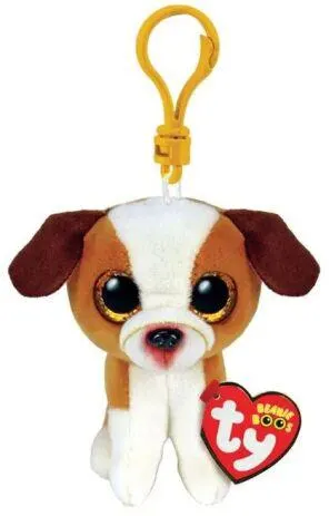 Λούτρινο Κλιπ Σκύλος Καφέ Άσπρος 8,5cm (1607-35258)