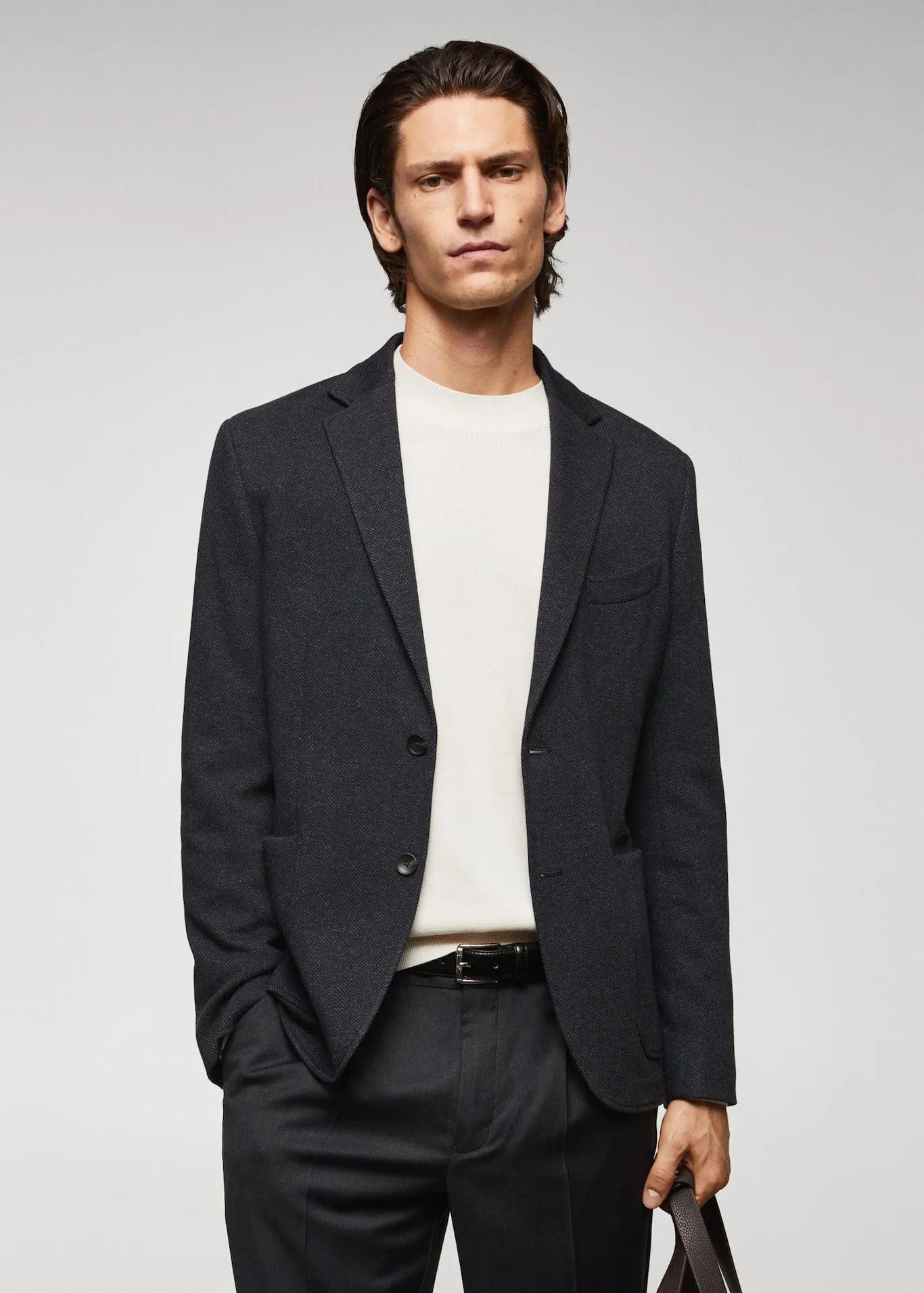 Herringbone slim fit blazer