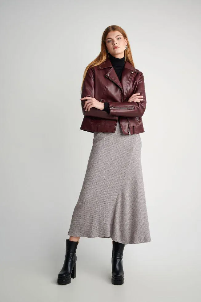 Φούστα μακριά ριμπ Grey