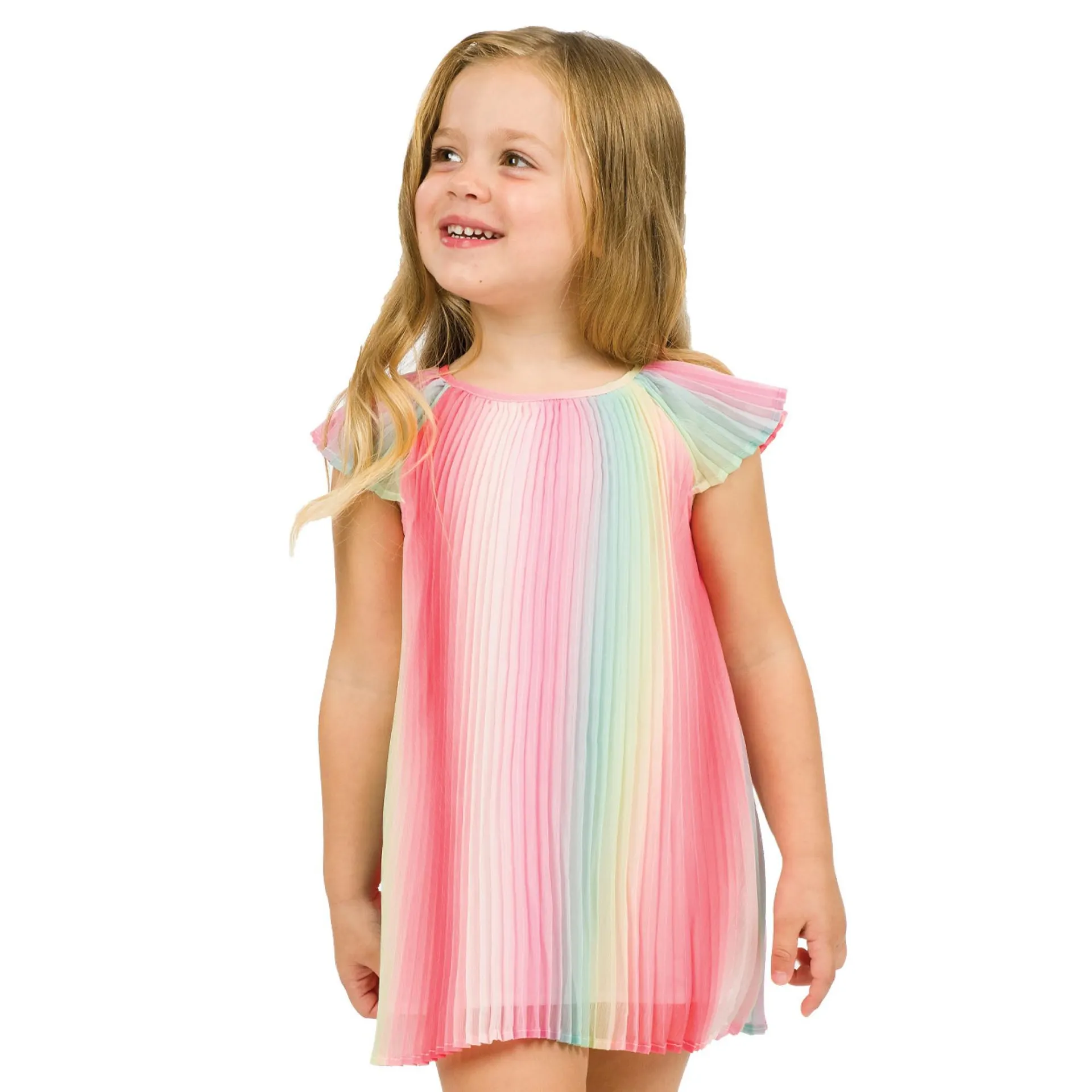 Πλισέ σιφόν φόρεμα στα χρώματα ουράνιο τόξο για κορίτσι | ΦΡΑΟΥΛΑ