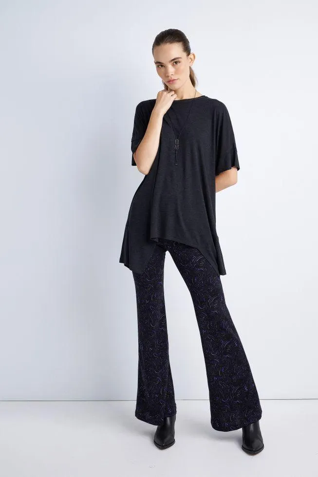 Μπλούζα ασύμμετρη με κολιέ - Anthrachite