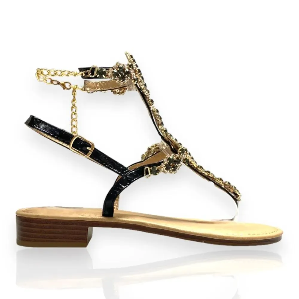 Γυναικεία μαύρα σανδάλια Famous