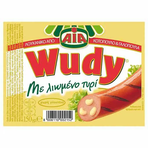 Aia Wudy Λουκάνικα Κοτόπουλο & Γαλοπούλα Γεμιστά Με Τυρί Ιταλίας 150γρ.