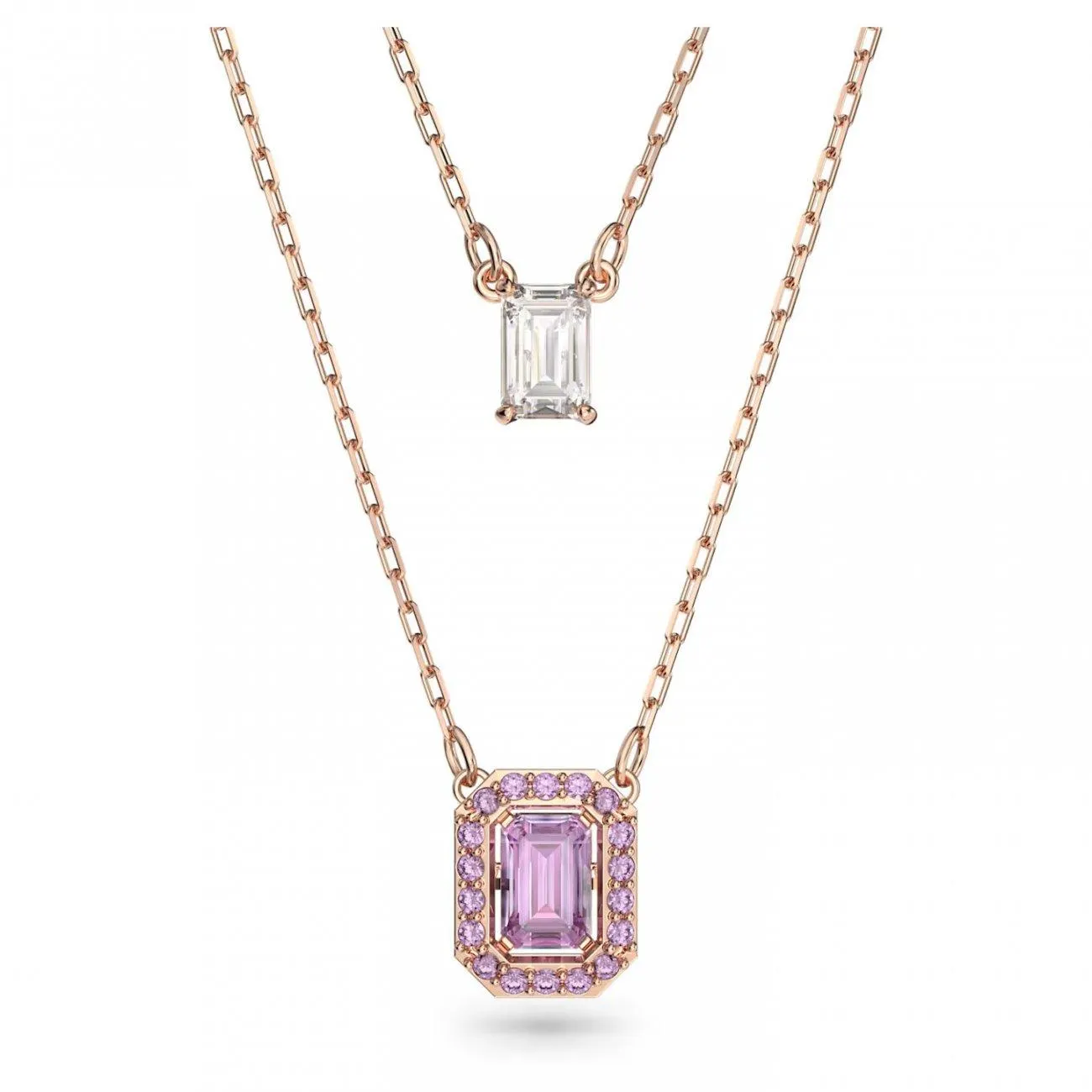 Διπλό κολιέ Millenia Οκταγωνική κοπή, Επιμετάλλωση σε ροζ χρυσαφί τόνο