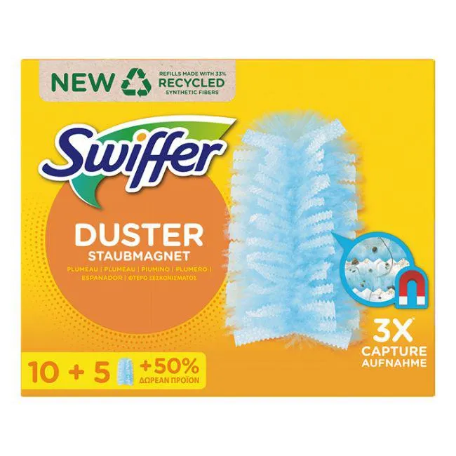 Swiffer Duster Ανταλλακτικά Φτερά Με Τριπλή Δράση (10+5 Τεμ)