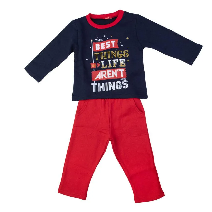 Φόρμα χειμερινή bebe για αγόρι σε μπλε χρώμα με τύπωμα με τσέπες -02.6950BK