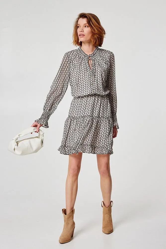 Printed dress with frills