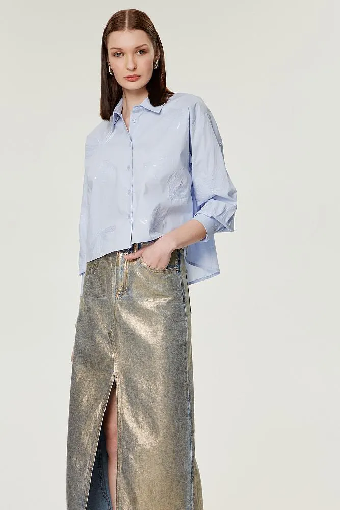 Crop shirt with broderie