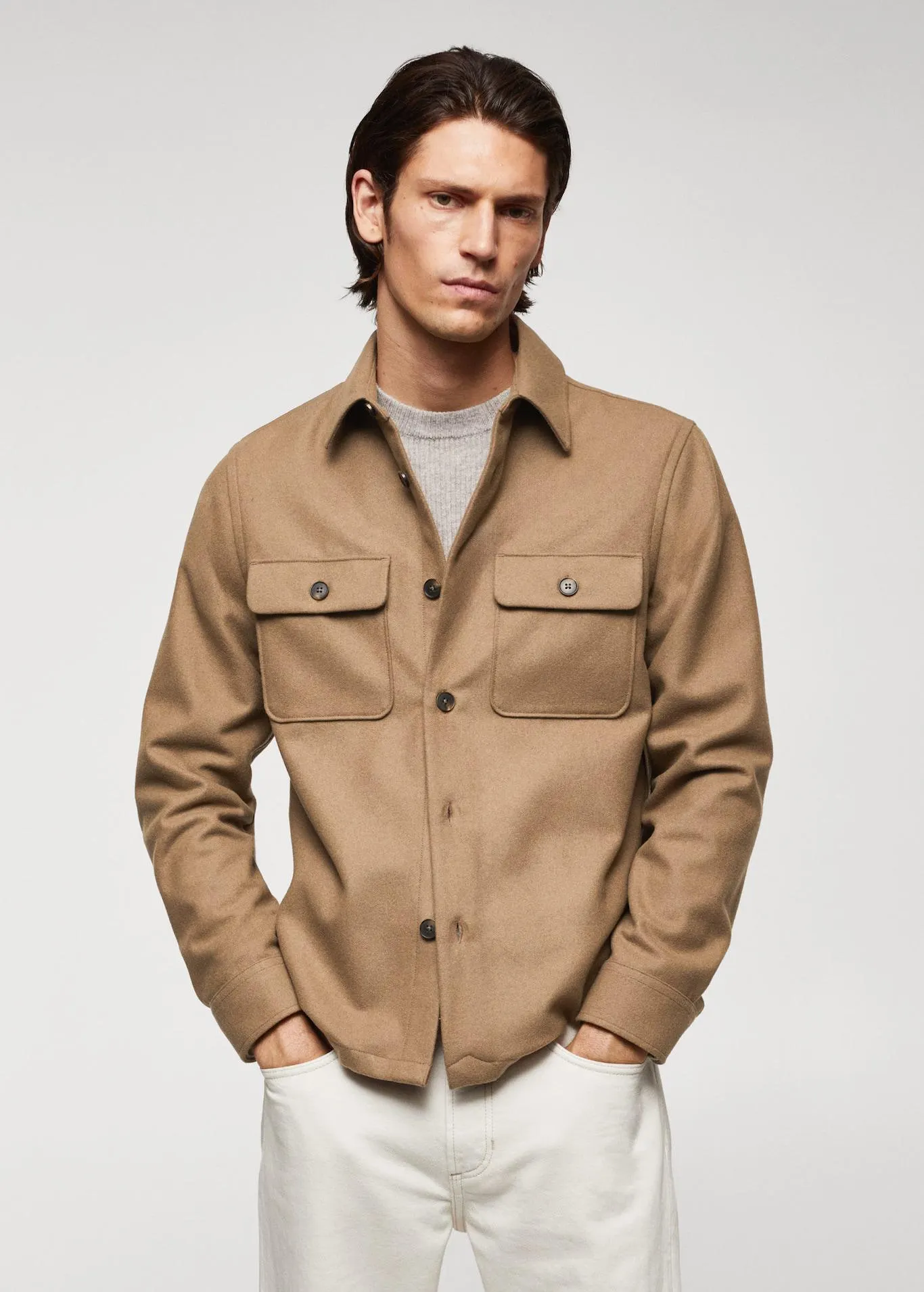 Wool overshirt with pockets