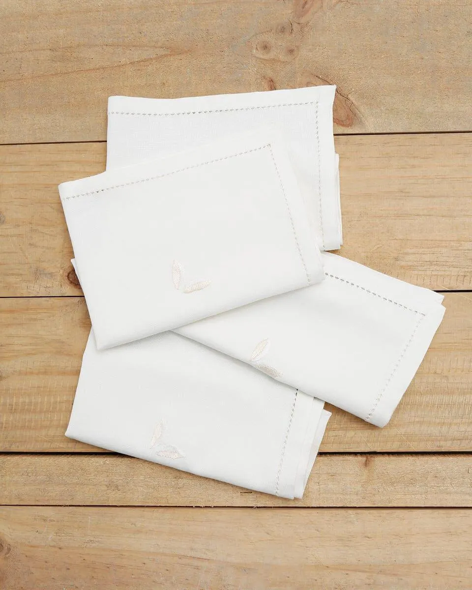 Σετ Πετσετες Φαγητου 4 τεμ Κεντημα Φυλλαρακια & Αζουρ Σχ.113 Bo Maison