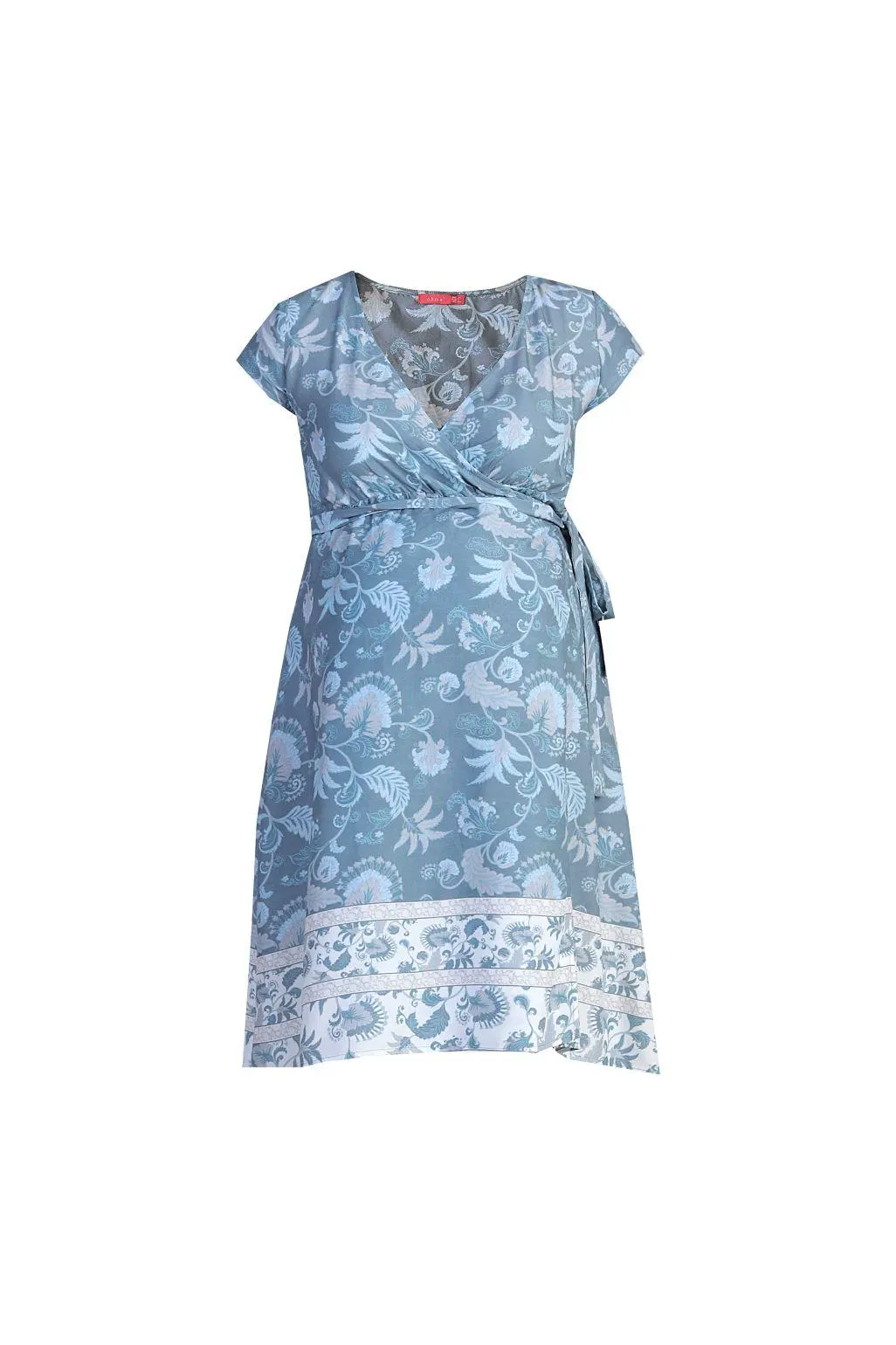 Ohma! εμπριμέ κρουαζέ φόρεμα θηλασμού σε μπλε αποχρώσεις