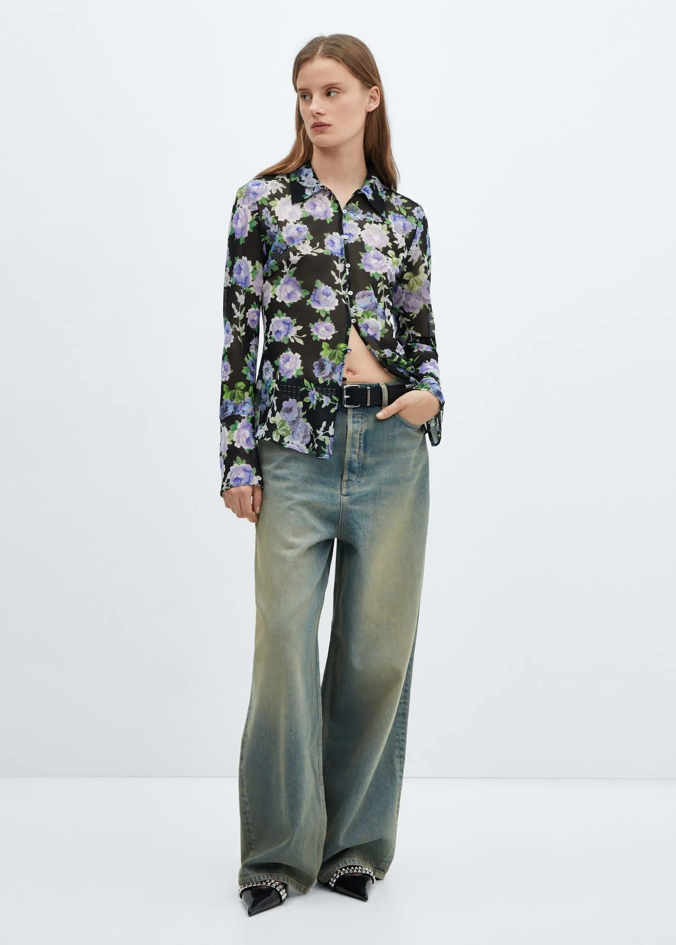 Πουκάμισο εμπριμέ ημιδιαφανές