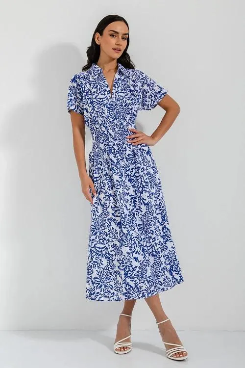 Midi φλοράλ broderie φόρεμα