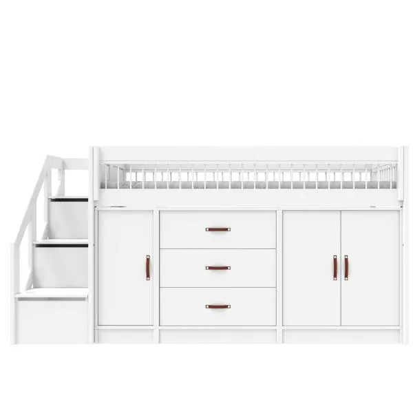 All-in-one semi high bed with stepladder 128 cm, Breeze