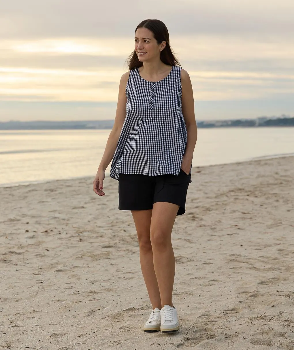 Γυναικείο σορτσάκι εγκυμοσύνης μαύρο με φιογκάκι